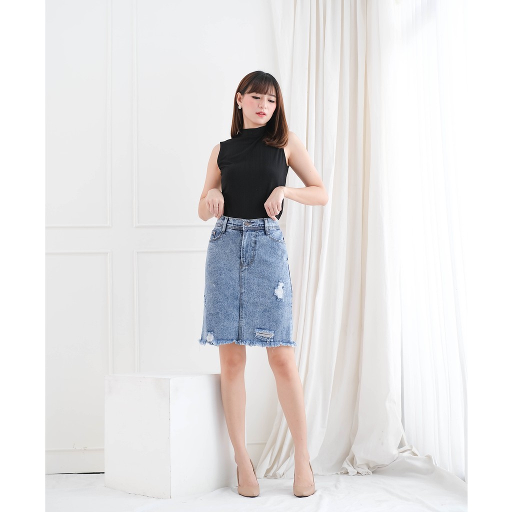 ROK Jeans SEPAN PENDEK 3/4 Ripped Rawis ada 4 Warna PREMIUM ~ LMF Jeans-2