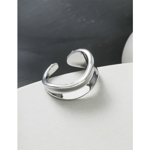 LRC Cincin Fashion Silver Color Cross Geometric Open Ring V42738