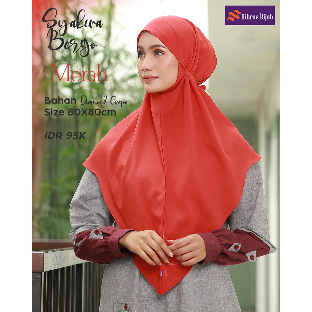 NIBRAS HIJAB SYAKIRA BERGO BAHAN DIAMOND CREPE HIJAB INSTANT BERGO POLOS MUSLIMAH