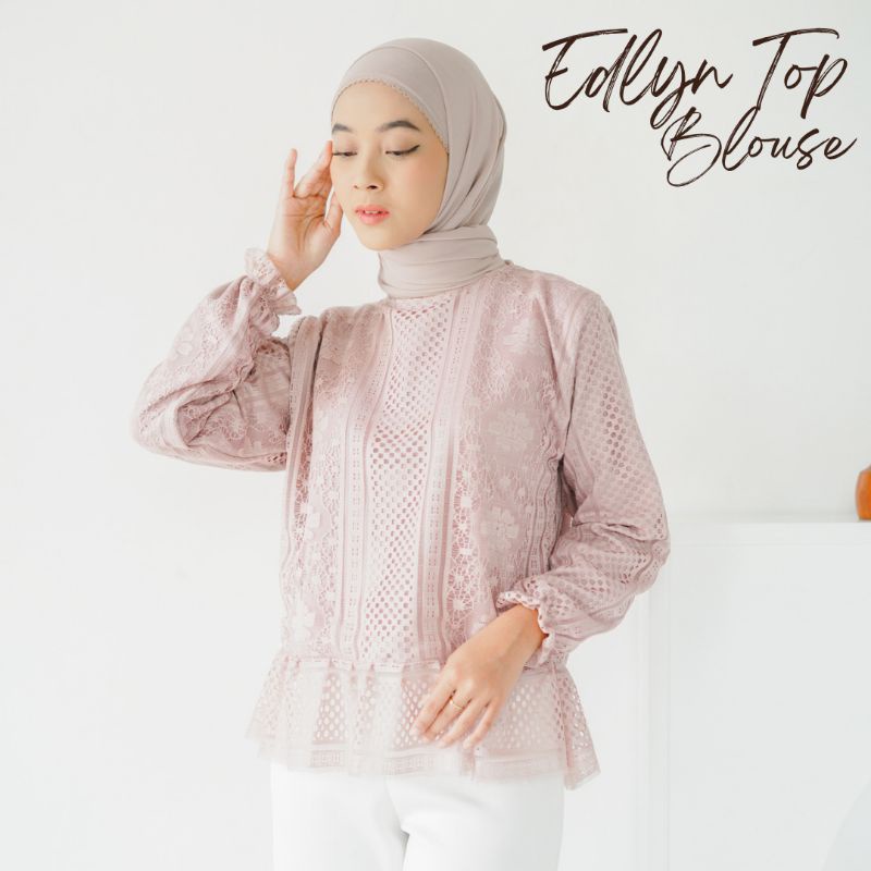 ATASAN WANITA EDLYN TOP BLOUSE BROKAT KEKINIAN ALA SELEBGRAM
