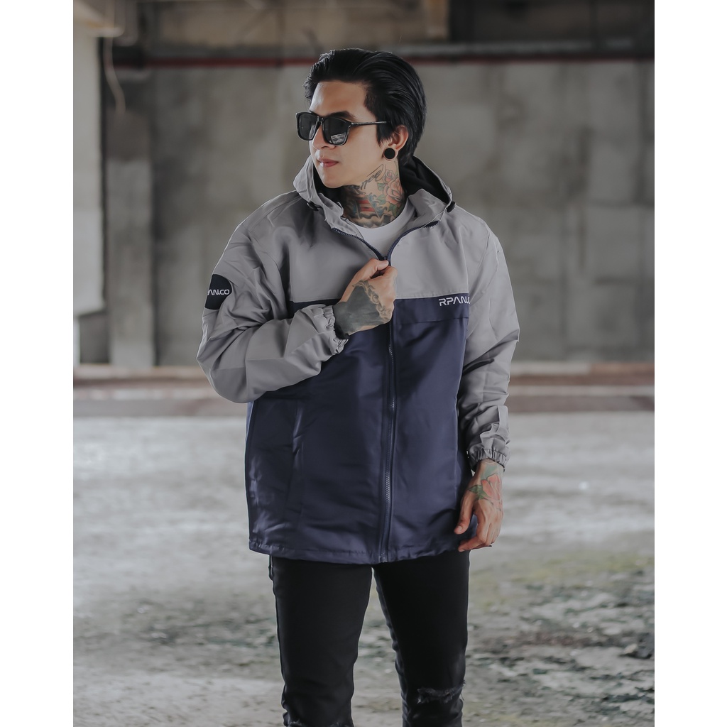 9Storeofficial Jaket Parasut Pria / Jaket Outdoor Olahraga Pria / Jaket Pendaki Gunung Pria / Jaket Kombinasi Taslan Hiking Pria.