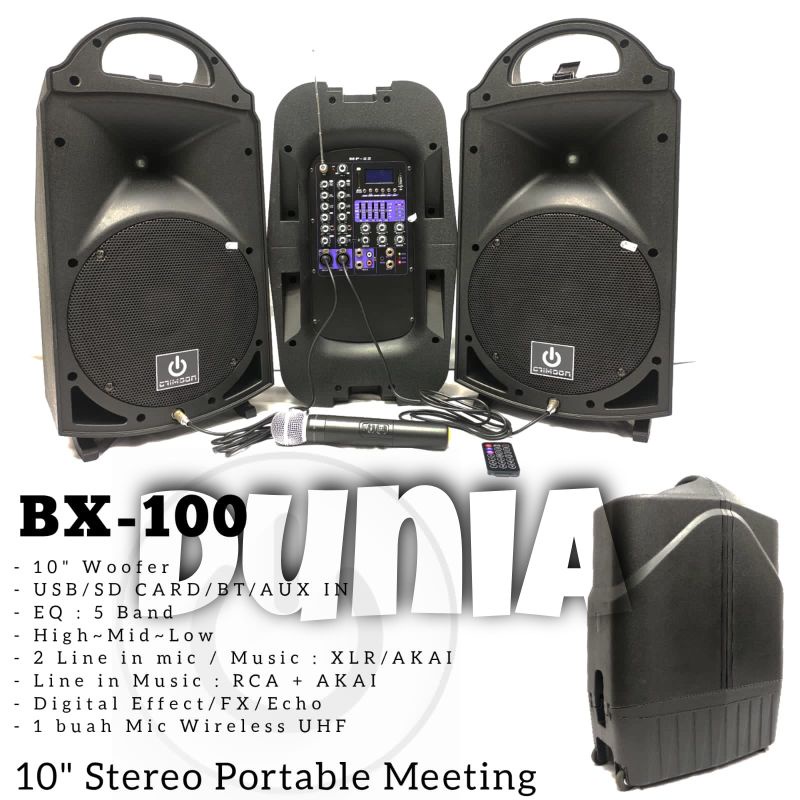 Speaker Portable Stereo Crimson BX 100 Original 10 inch Bluetooth - USB