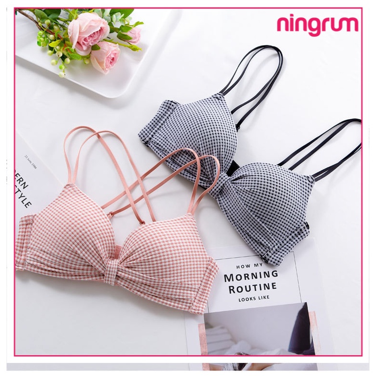Ningrum Pakaian Dalam Bra Wanita BH Wanita push up bh sexy pakain dalam wanita jepang seksi model grid kotak - 2062