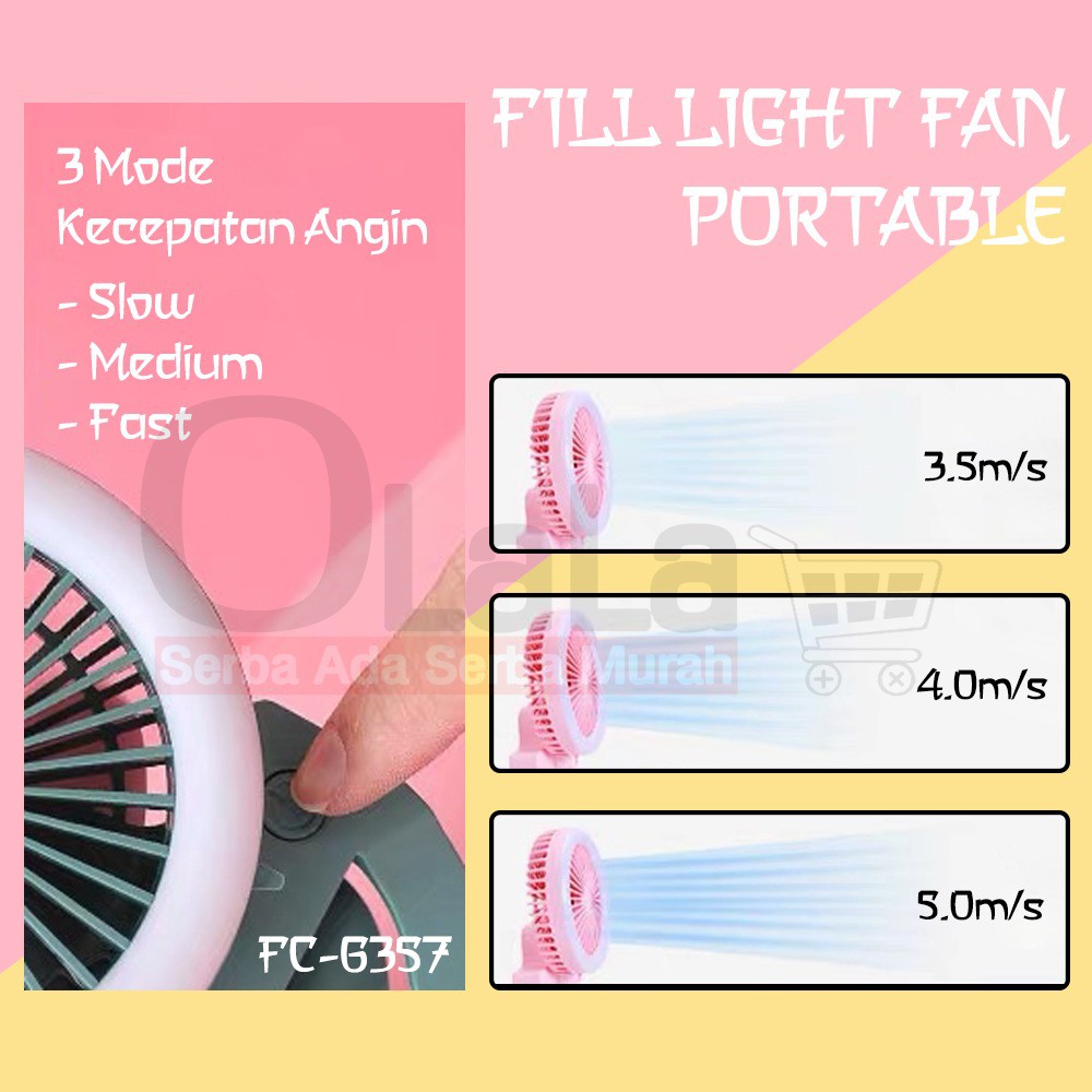 MINI FAN PORTABLE KIPAS ANGIN PUTAR LED FC-6357