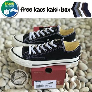 ALL STAR Skate Hitam Full Sepatu casual pria keren gaya cowok sekolah