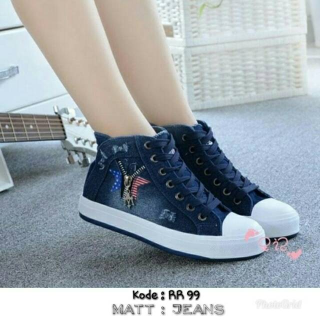 denim wedge sneakers