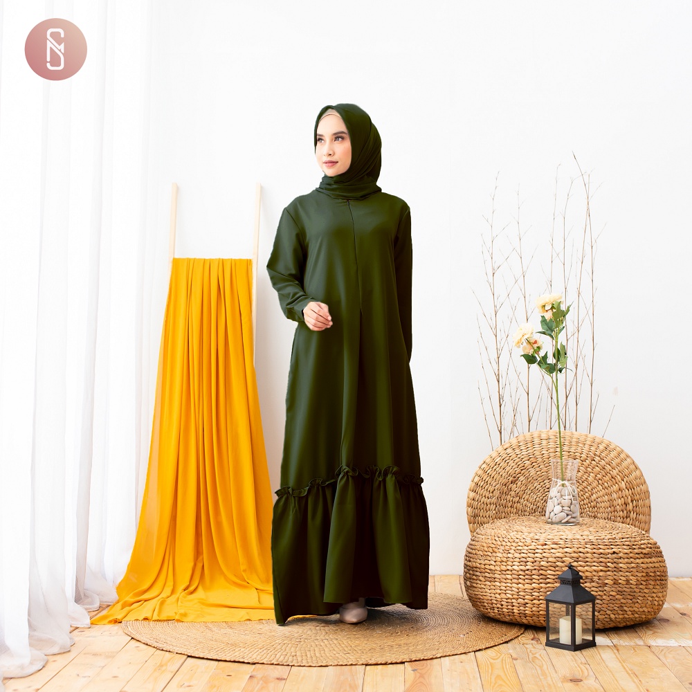 Myshawl Hana Army Premium Gamis Syar'i Jumbo Premium Busui Matt Moscrape Ld 140