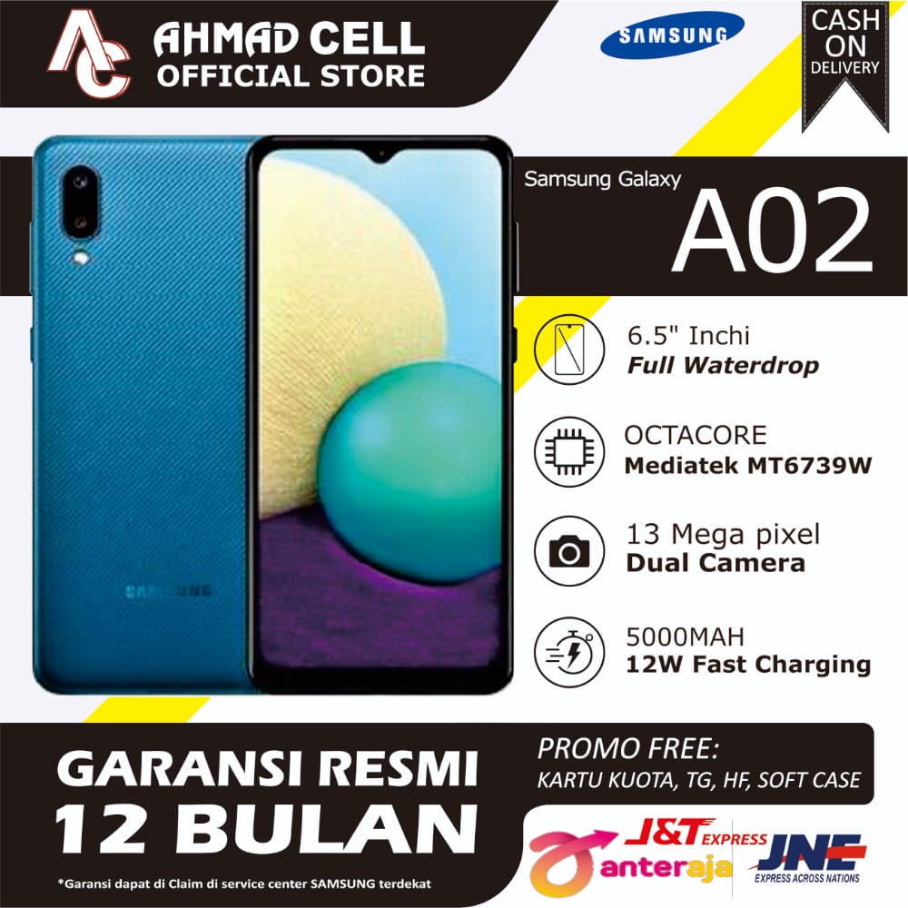 Samsung A02 Ram 3/32GB 6,5 inchi 5000 mAh Garansi Resmi SEIN Original 100%