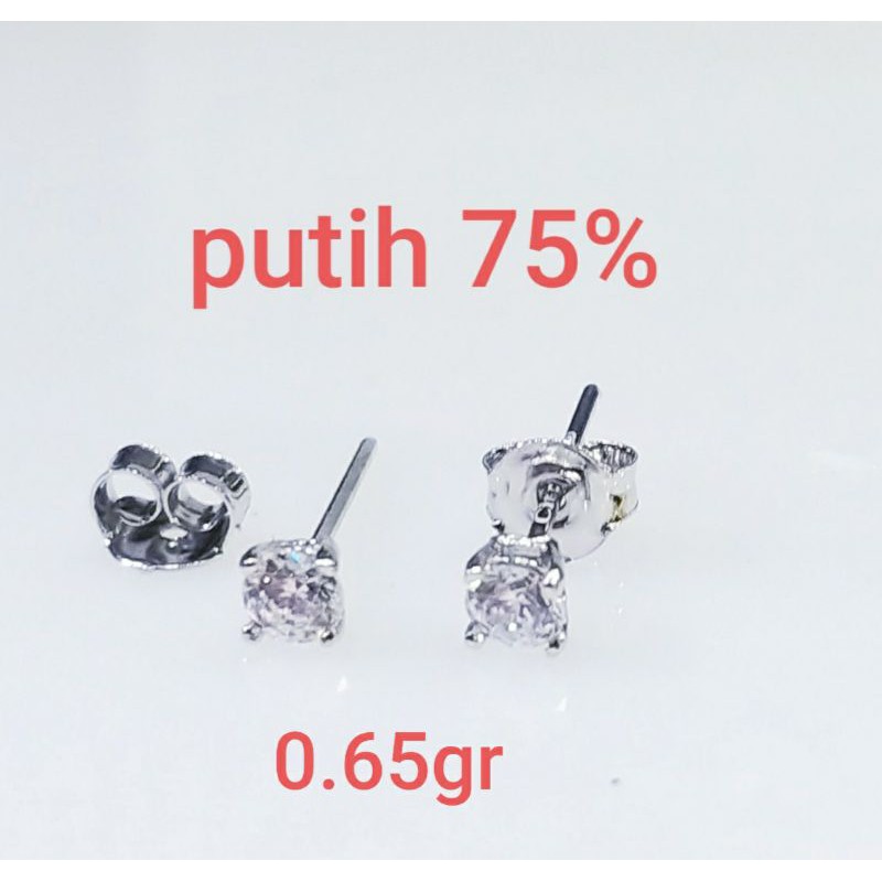 Giwang 1mata emas putih 750