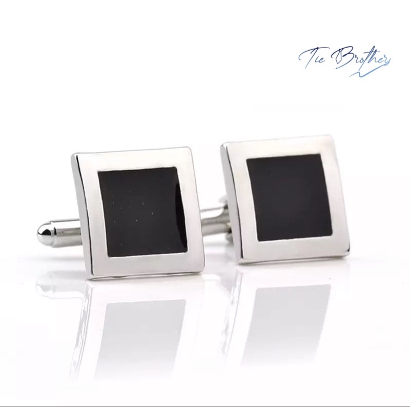 cufflinks manset kancing kemeja jas french cuff square motif kotak kombinasi hitam