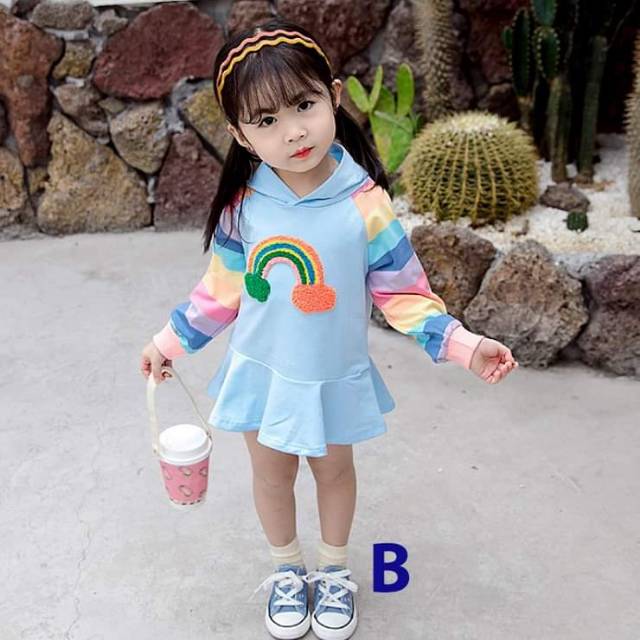 Dress anak Cewek Rainbow PINK/BLUE