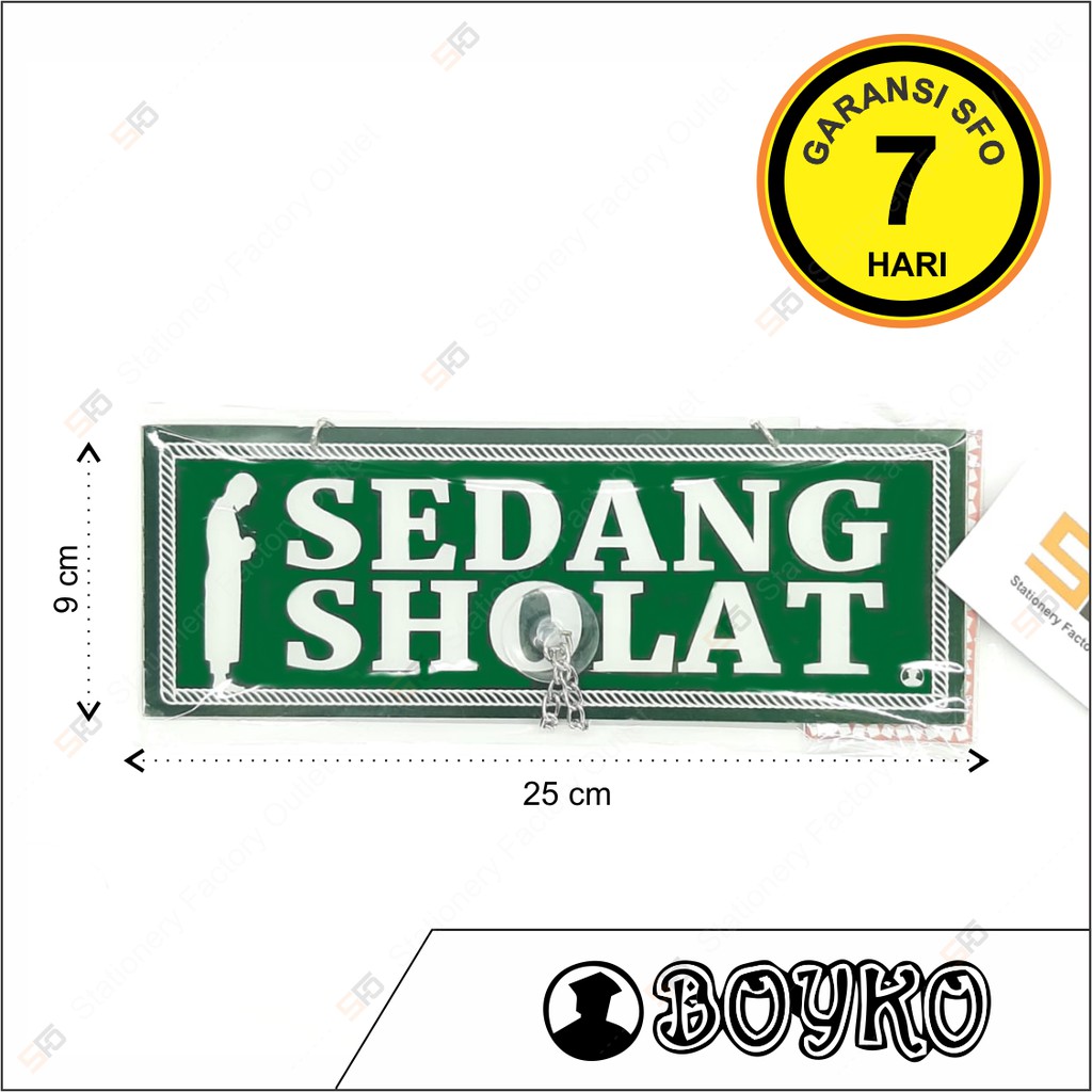 

Akrilik Sedang Sholat Buka - Acrylic Sign Bolak Balik Rantai 25cm x 9cm