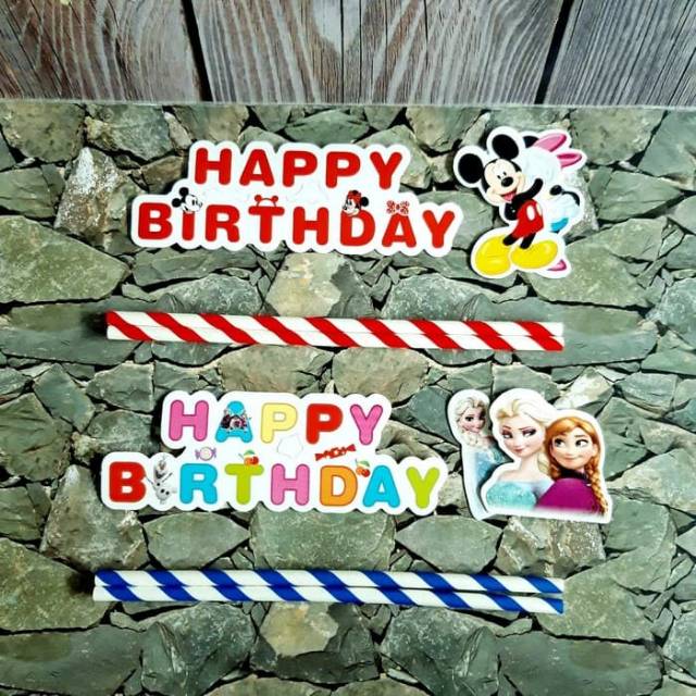 CAKE BANNER HAPPY BRITHDAY KARTUN MURAH