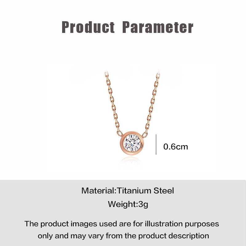 Kalung Wanita Titanium Dengan Liontin Berlian Bahan Titanium Steel Warna Rose Gold Untuk Wanita