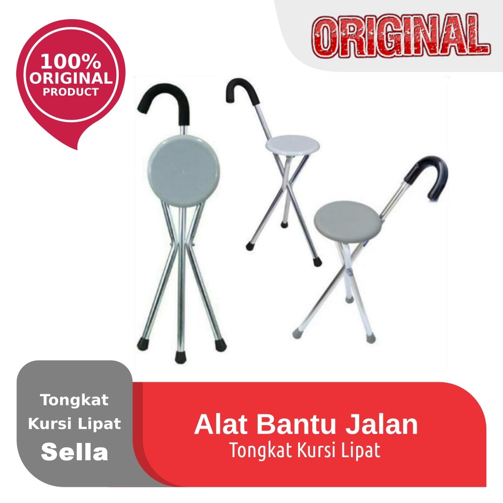 TERBAIK tongkat kursi duduk kaki 3 tongkat duduk tongkat kursi lipat untuk bantu jalan terbaik murah