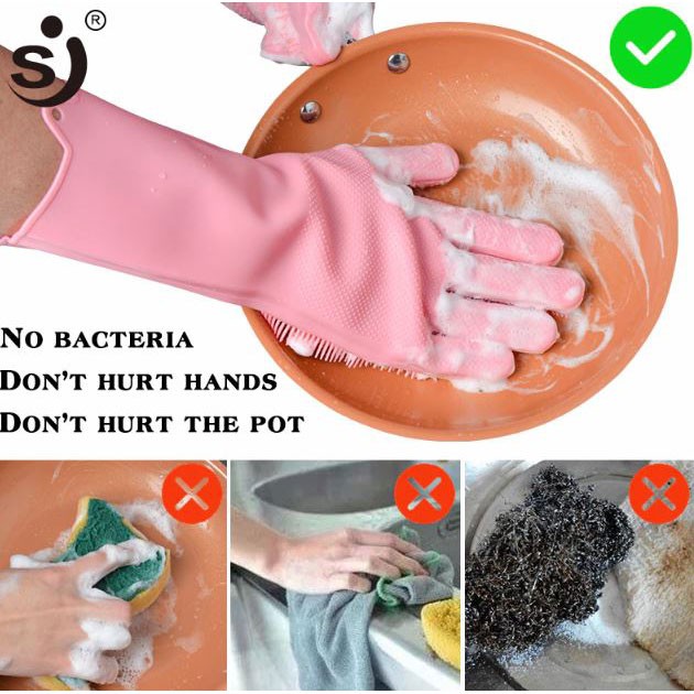 Flashmart Sarung Tangan Sikat Mencuci Magic Silicone Gloves