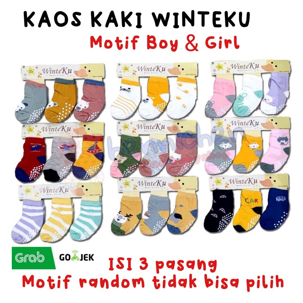 PROMO 12.12 MURAH 3 Pcs Kaos Kaki baby WINTEKU / BABY KINGDOM newborn size 0-6 Bulan