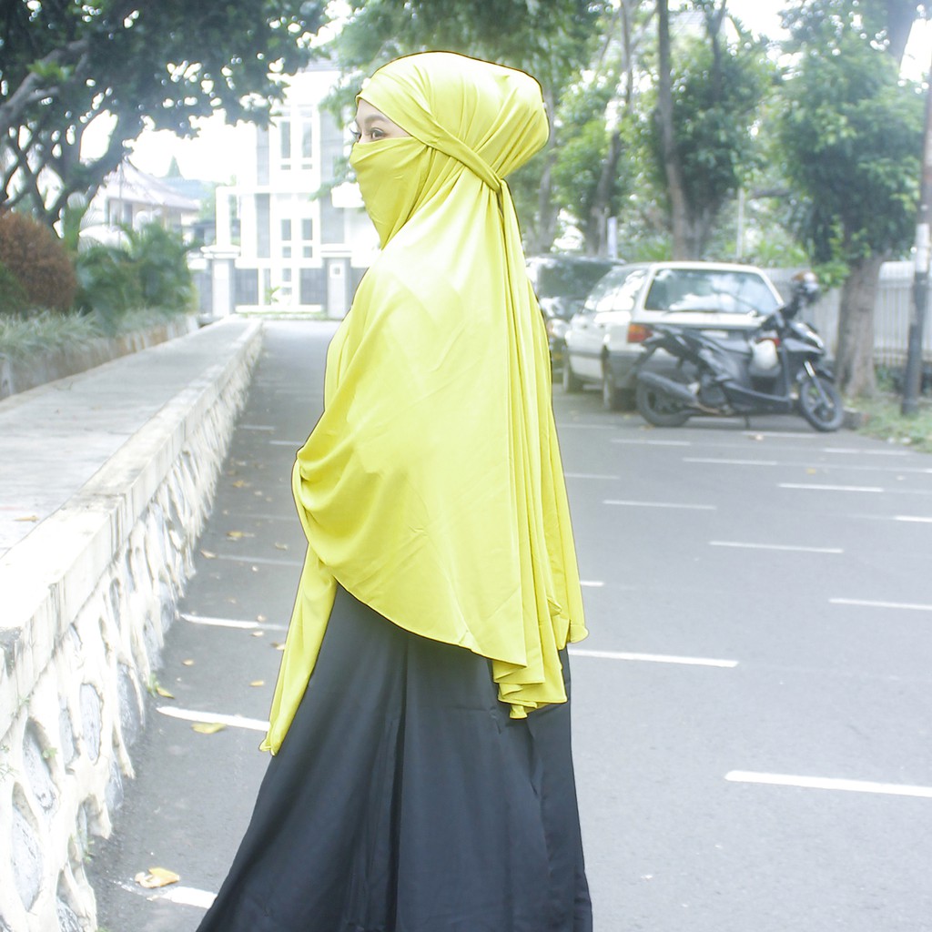 Jilbab Instan Niqab HANIFA Syari Khimar Cadar bahan jersey PREMIUM