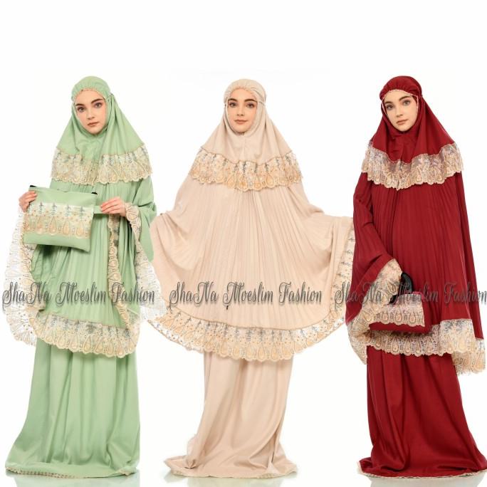 Mukena Katun Plisket Dewasa Swarovski