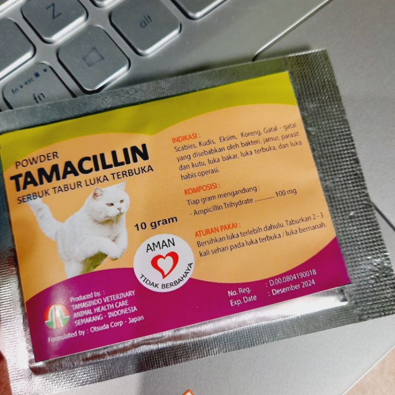 Tamacillin cat sebuk tabur luka terbuka 10gram