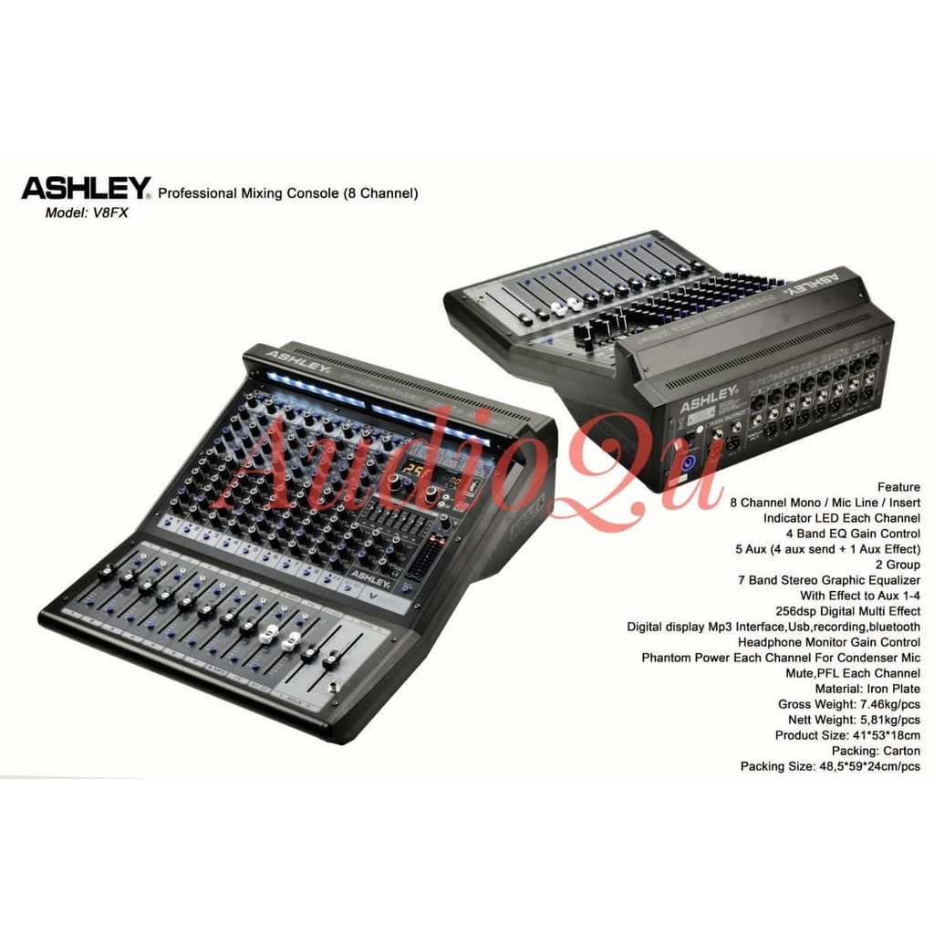 NEW MODEL MIXER AUDIO ASHLEY V8FX / V 8FX / V8 FX / V 8 FX ORIGINAL 8 CHANNEL
