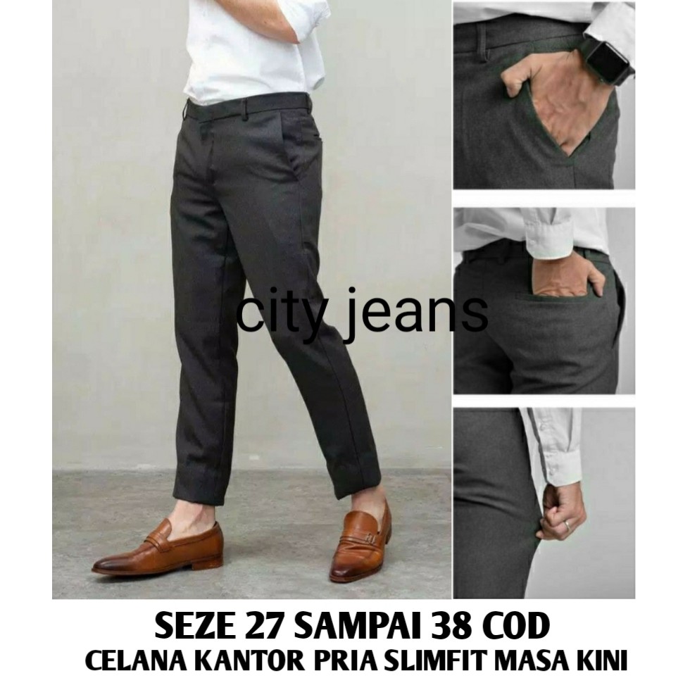 Jual Celana Bahan Kerja Formal Kantor Panjang Hitam Dasar