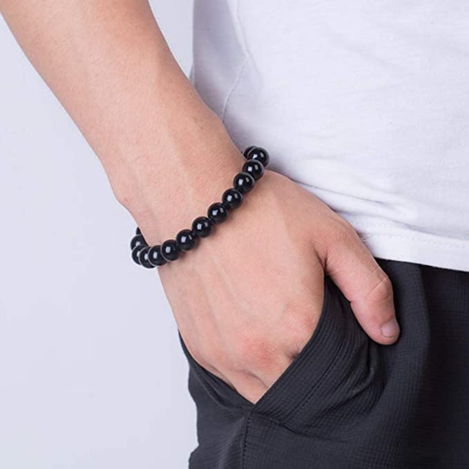 Women &amp; Men Lymphatic Drainage Black Obsidian Beads Bracelet