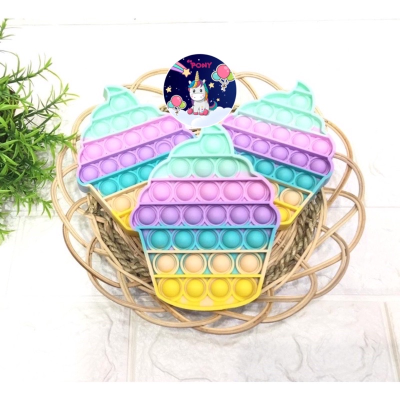 POP IT GLITER/POP IT GID/pop it viral/fidget/tiktok/mainan kekinian-Ice CreamCup Pastel