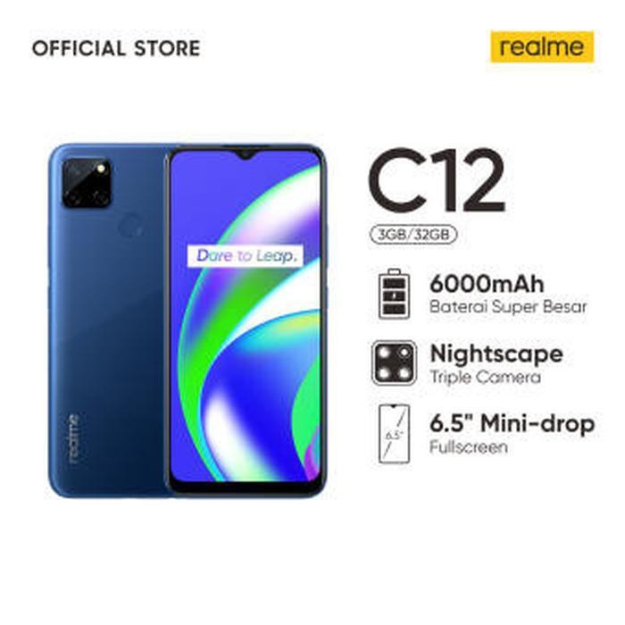 Realme C12 3/32GB-[Helio G35, 6000mAh Massive Battery,6.5" - Biru Terjangkau