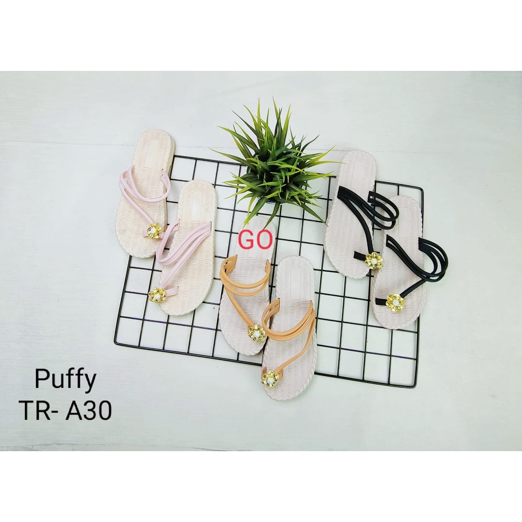 BB PUFFY Import JEMPOL PERMATA ROTAN Sepatu Sandal Wanita Teplek Sepatu Sandal Cewek Flat Jelly