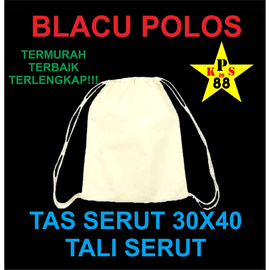 TAS SERUT BLACU 30X40 - DRAWSTRING POLOS BLACU - TAS POLOS BLACU
