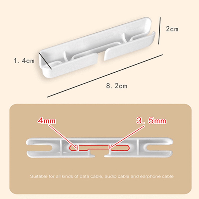3Pcs Punch-free Desktop  Plug Cable Organizer Hook / Self-adhesive Wall-mounted  Fixed Cable Clips Storage Bracket for  Wire Organizer