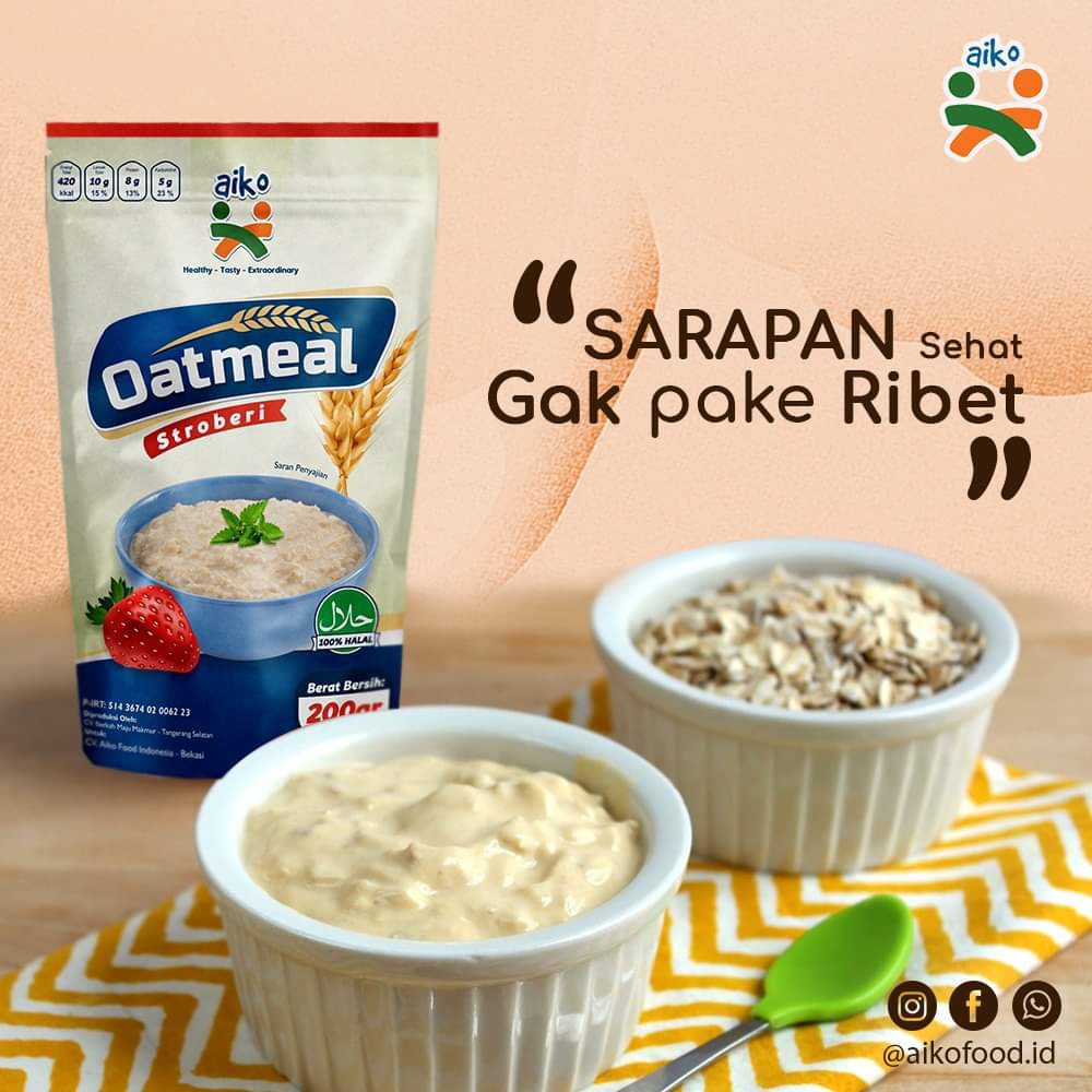 Oatmeal bayi Choco Strawberry Banana  / Baby oats AIKO ( 200 gr ) KEMASAN BARU