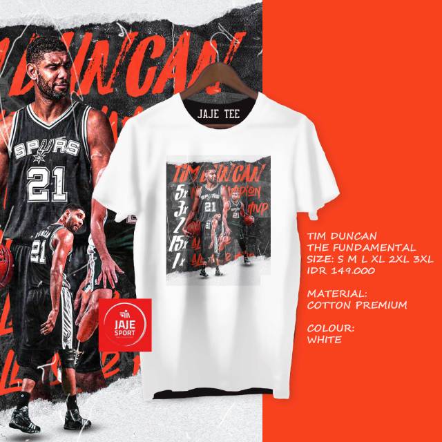KAOS BASKET TSHIRT NBA TIM DUNCAN SAN ANTONIO SPURS JAJE TEE