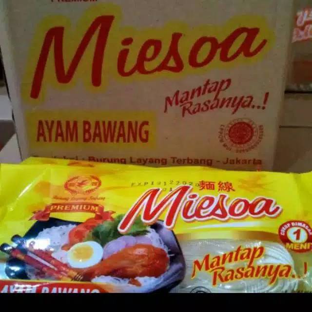 

Miesoa ayam bawang / miesoa cap burung layang terbang /miesoa kuah/ miesoa ramen/ perdus isi 20 pc