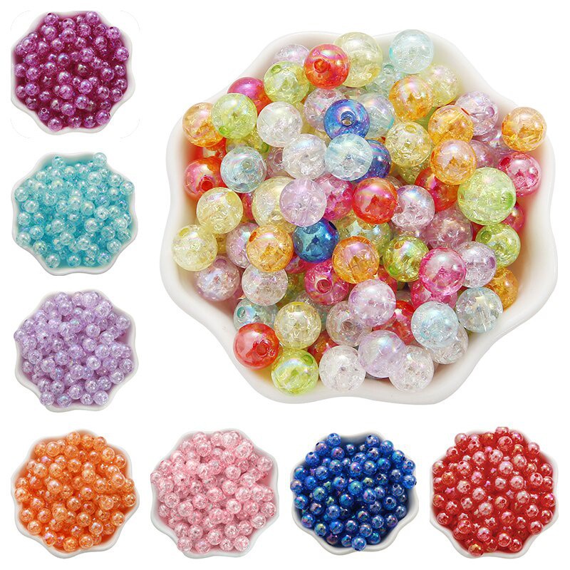 50pcs 8mm 10mm AB Color Round Acrylic Bead Loose Spacer Beads For Jewelry Making DIY Bracelet