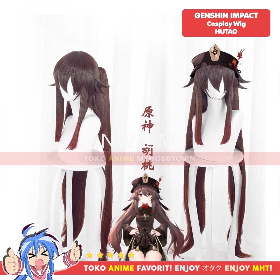 Wig Cosplay Anime Game Genshin Impact Hutao