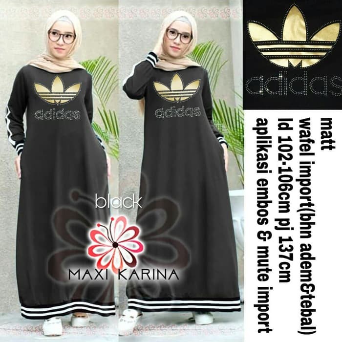 TERLARIS PAKAIAN SETELAN WANITA MUSLIM Maxy Karina Hitam Busana  Gamis Adidas MUSLIMAH SYARI ISLAMI