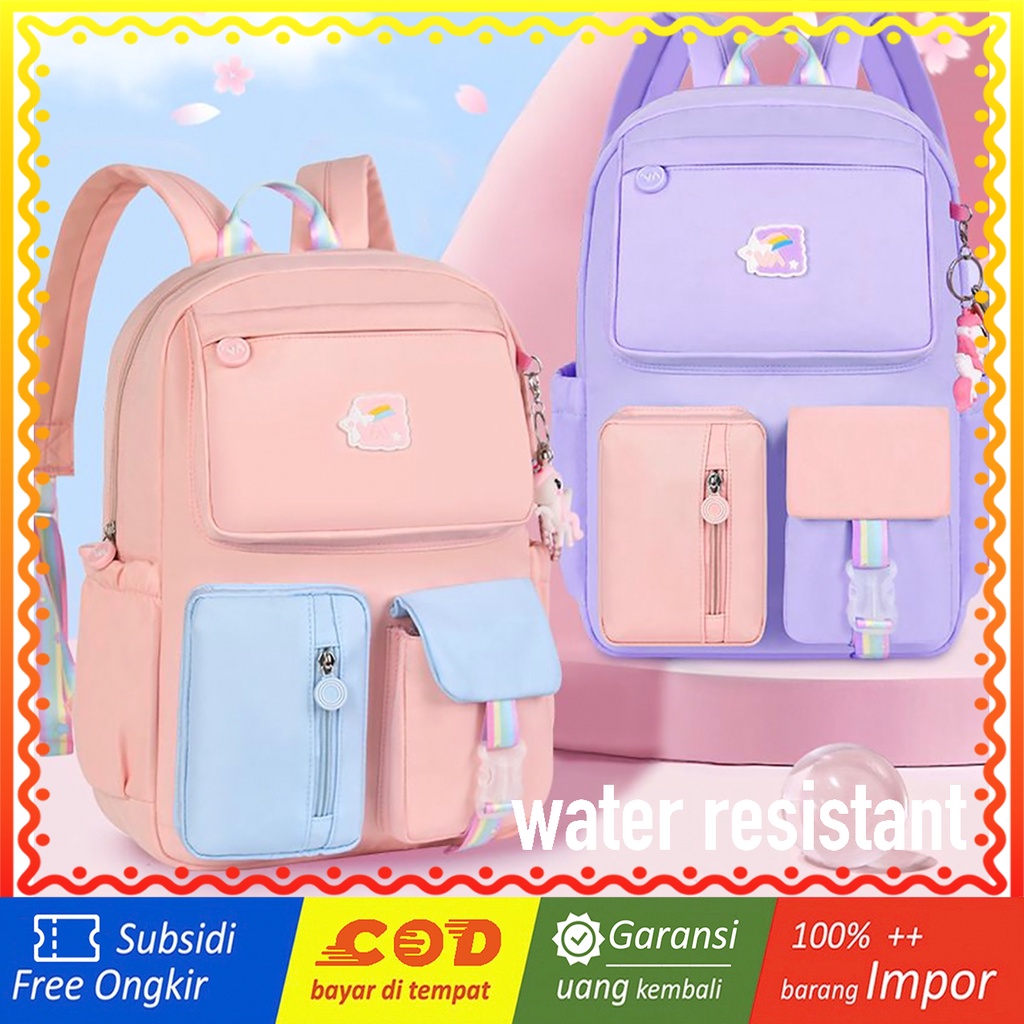 WWH21 Tas Anak Ransel Sekolah Single Layer Macaron Model Backpack BK131 TKM