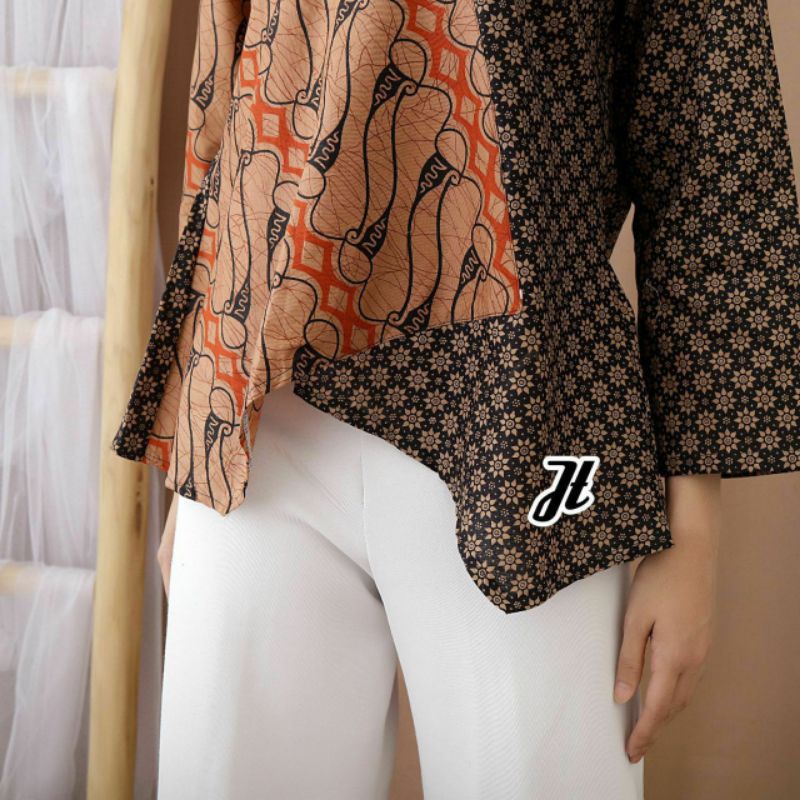 tey-17 Batik wanita ASJ SA HRB026 Kenongo Kemeja Tosca Pendek-2