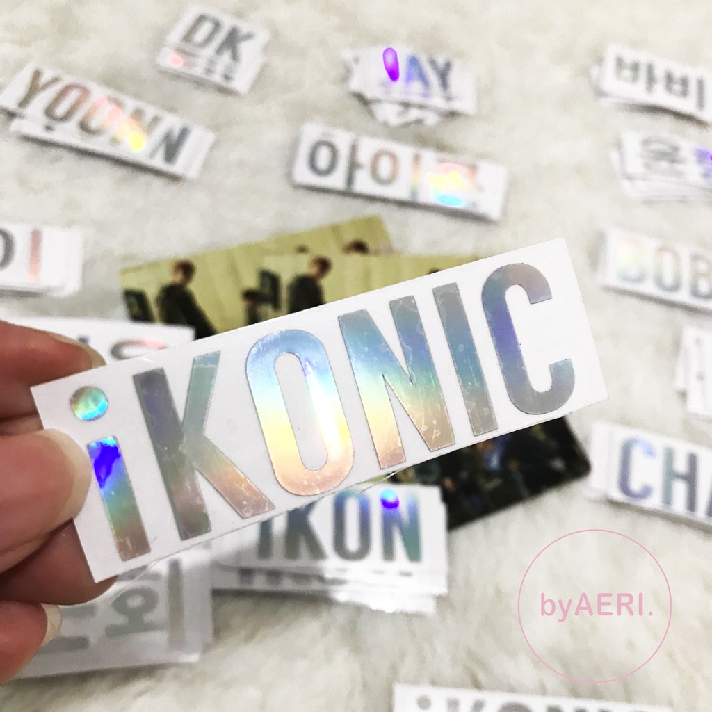 IKON HOLOGRAM STICKER (NAME, HANGUL, DLL) KPOP HOLOGRAM CUTTING STICKER