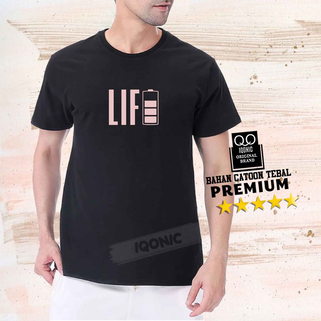 Brother Store Kaos Distro Pria - KAOS COWOK -  LIFE BAT Text Silver Premium