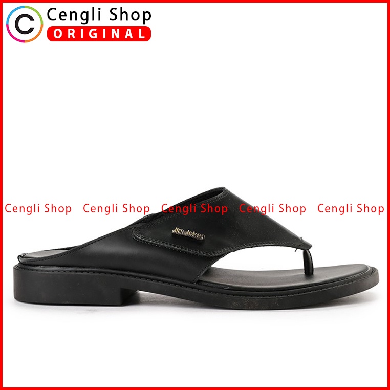 SANDAL CASUAL JIM JOKER PRIA ORIGINAL JEPIT KULIT BRANDED HITAM JJ18