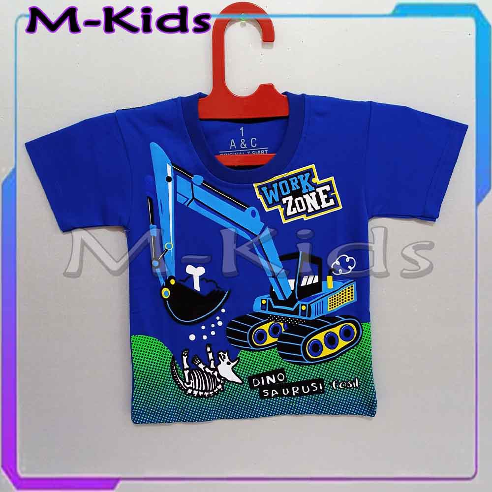 MKids88 - Baju Atasan KAOS Anak WorkZone Doraemon Superman Spiderman Dinosaurus