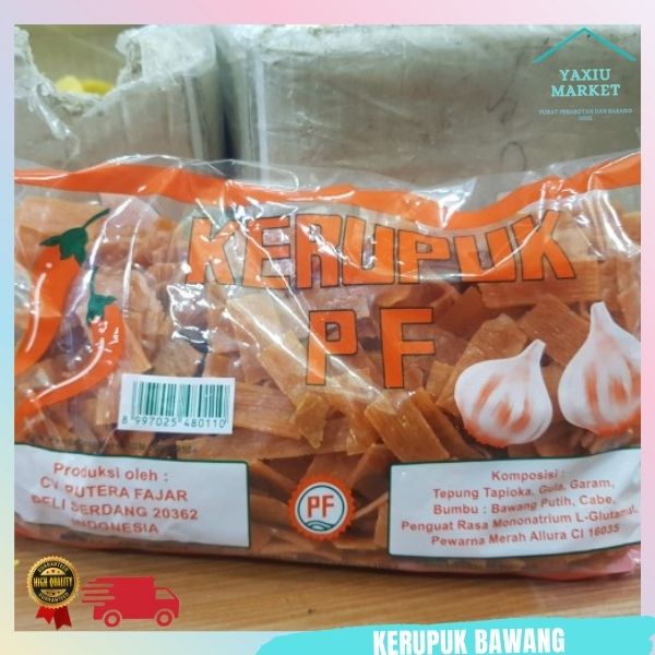 Kerupuk Bawang PF Lemak Krupuk Mie Nasi Gurih Medan Krupuk Mentah 500gr