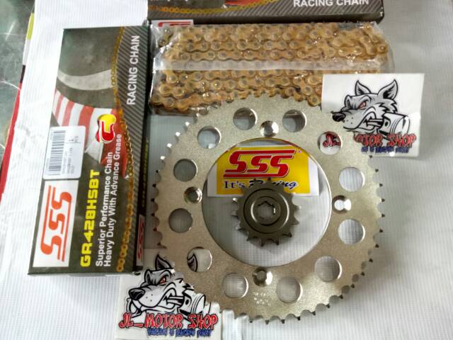 Girset Gearset Rantai SSS Gear set Gir set SSS 42 Kawasaki Klx - D-Tracker - CRF 150 - WR 155 HSBT