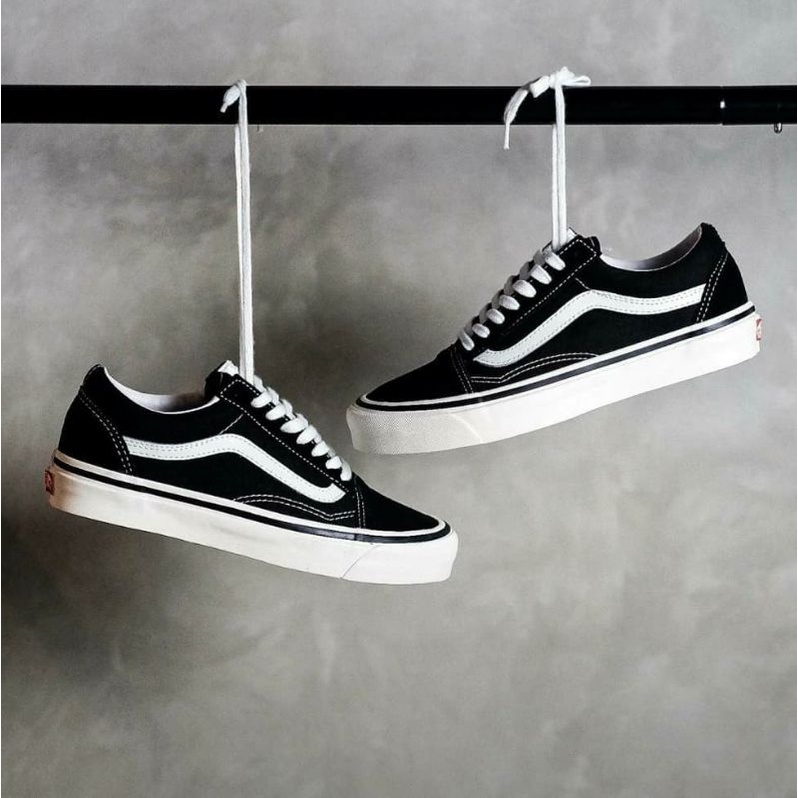 SEPATU VANS ORIGINAL 100% / VANS OLD SKOOL ANAHEIM FACTORY BLACK WHITE