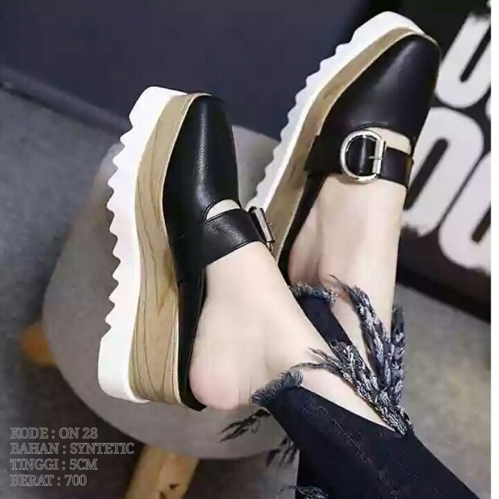 A/E/B (ON 28) TAN / HITAM / PUTIH - 3 WARNA - SLIP ON WEDGES