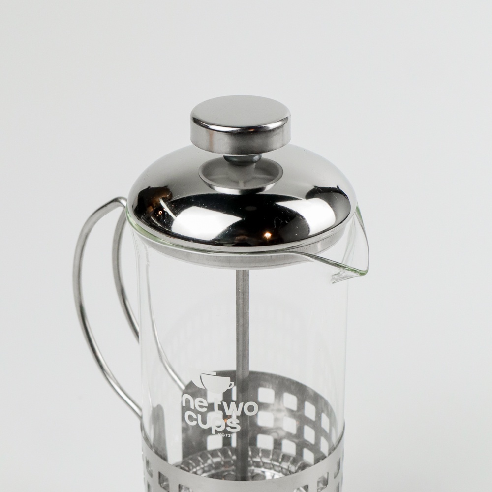 French Press Coffee Maker Pot Grid Pattern 350ml - KG72I - 7RHZ6LSV Silver