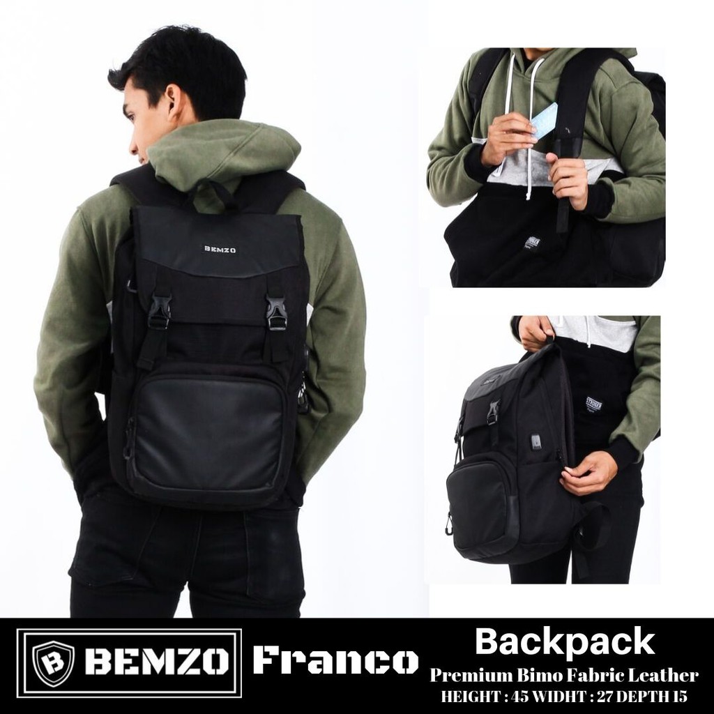 BEMZO FRANCO - Ransel - Backpack - Daypack Urban - Tas Laptop 15 Inc - Tas Kuliah - Sekolah
